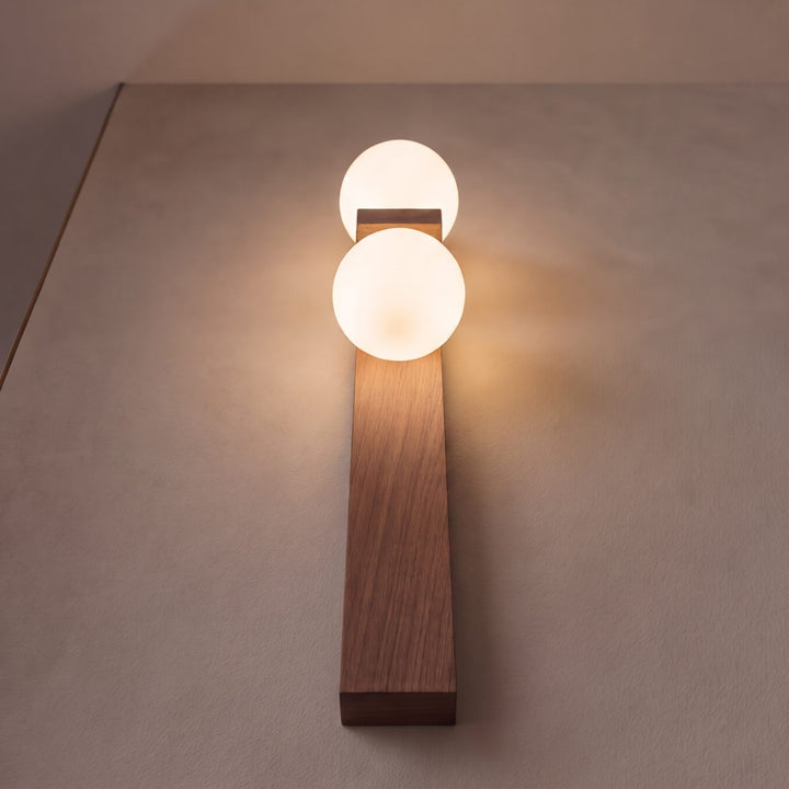 Modern Wall Light Wall Mounted Walnut Wood Glass Shade Hardwired G9 Base Dimmable 110-240V