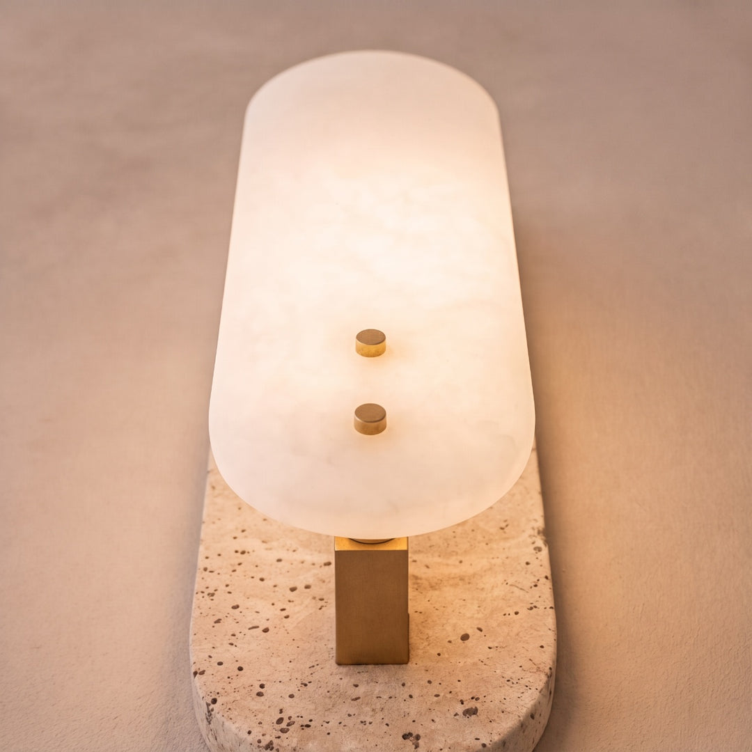Modern Wall Sconce Lighting Oval Design Alabaster and Marble Wall Mounted Indoor Fixture E12 Base 15W Max
