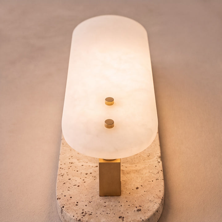 Modern Wall Sconce Lighting Oval Design Alabaster and Marble Wall Mounted Indoor Fixture E12 Base 15W Max