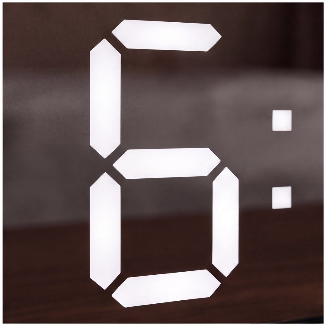Modern Digital Alarm Clock with Curved Mirror Screen LED Display Adjustable Temperature Feature