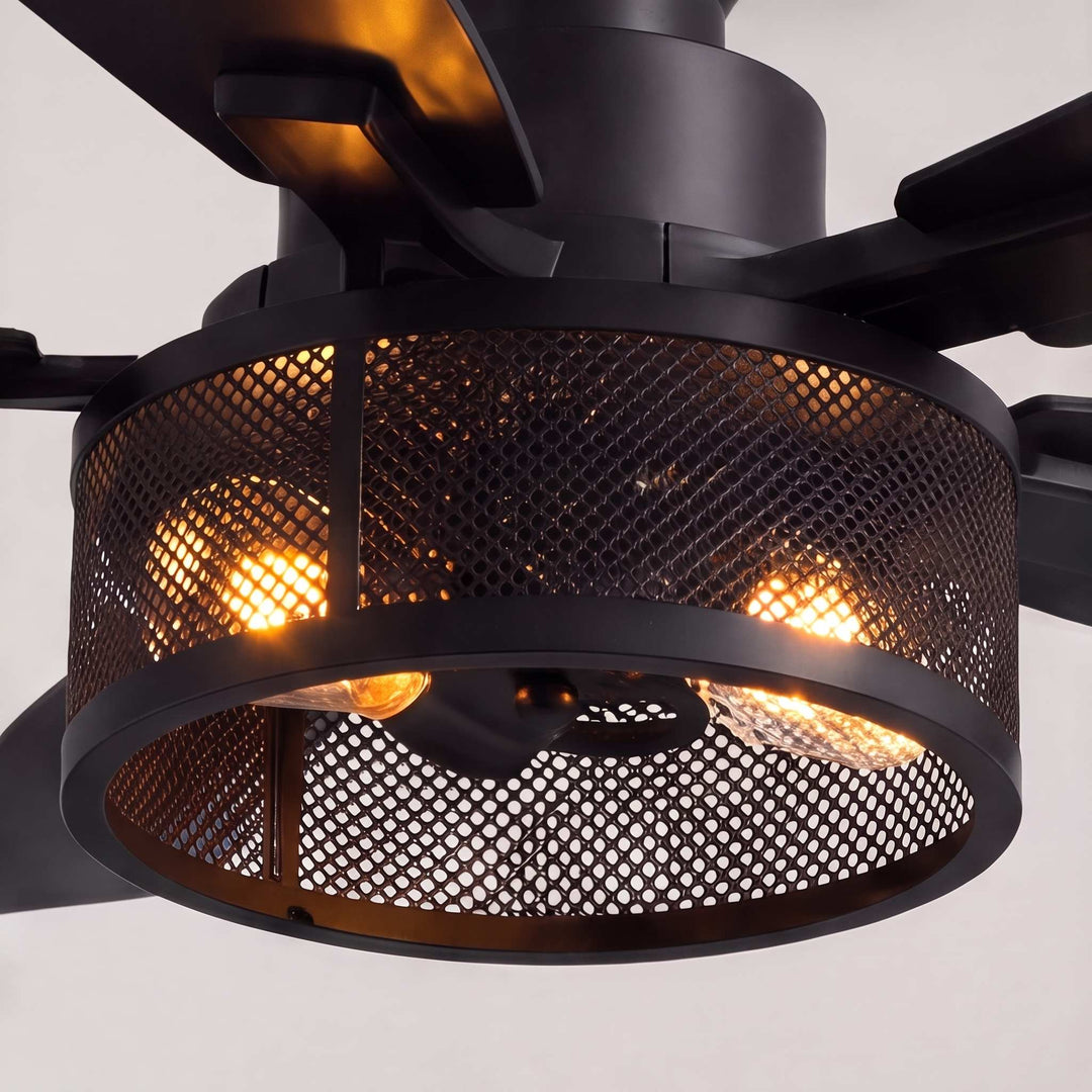 Modern Black Ceiling Fan 46 Inch Flush Mount with LED Lights Remote Control and Whisper-Quiet Motor