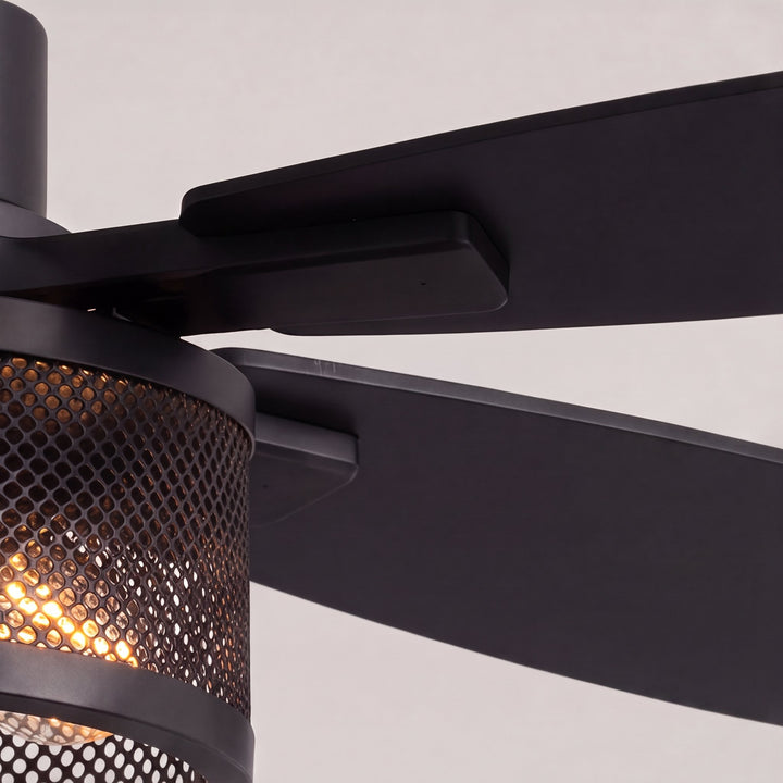 Modern Black Ceiling Fan 46 Inch Flush Mount with LED Lights Remote Control and Whisper-Quiet Motor