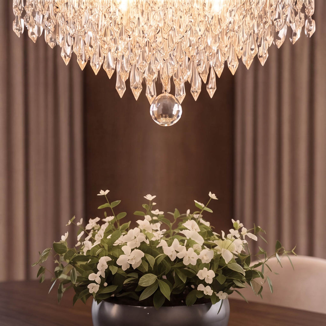 Modern Crystal Flush Mount Ceiling Light Fixture Metal Body E12 Compatible for Hallway Dining Room