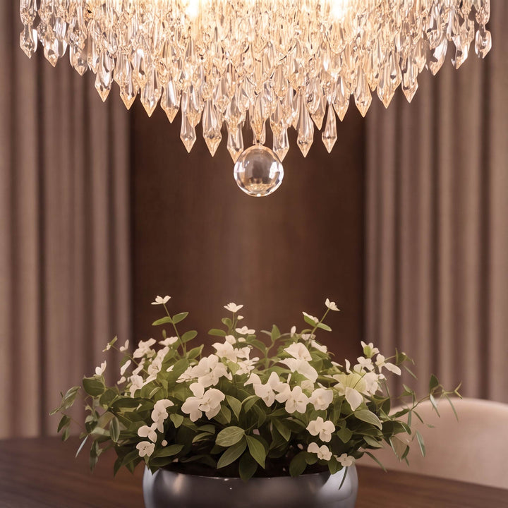Modern Crystal Flush Mount Ceiling Light Fixture Metal Body E12 Compatible for Hallway Dining Room