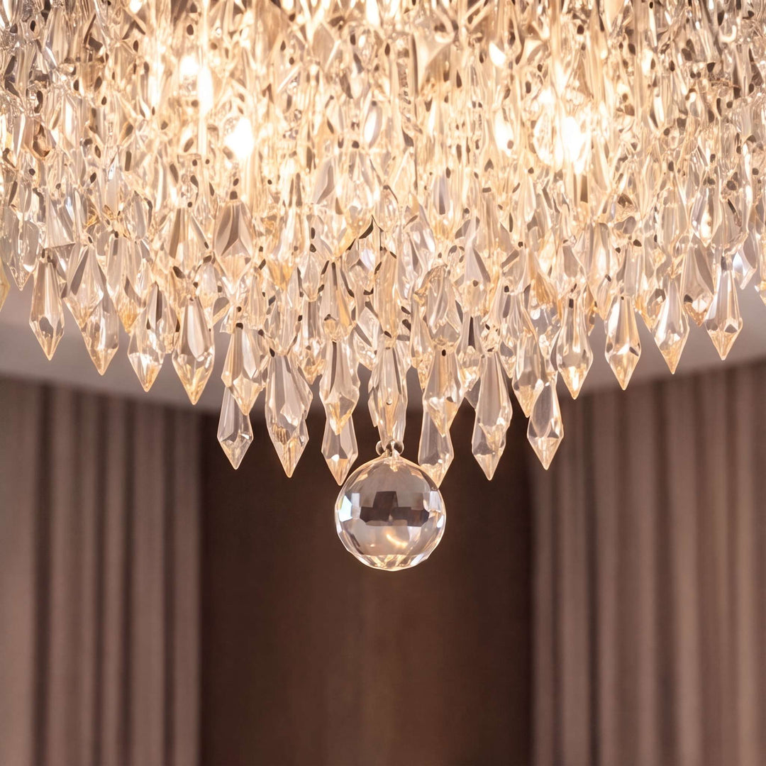 Modern Crystal Flush Mount Ceiling Light Fixture Metal Body E12 Compatible for Hallway Dining Room