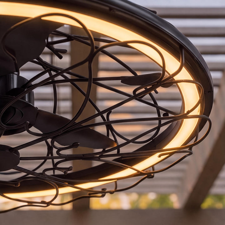 Modern Black Ceiling Fan with Lights Remote Control Adjustable Speed Dimmable LED for Outdoor Use