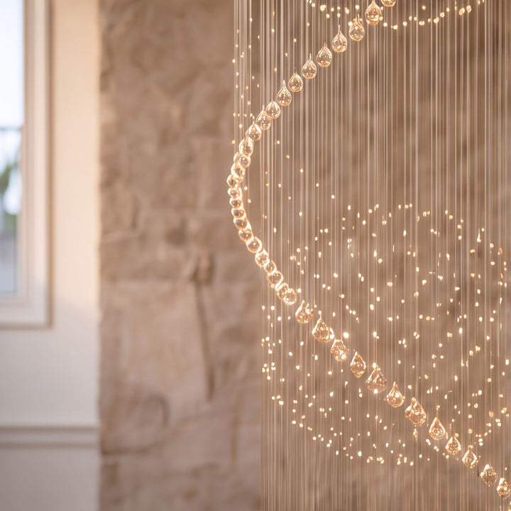 Modern Spiral Chandelier Three Sphere Design Adjustable K9 Crystal Hanging Light Fixture