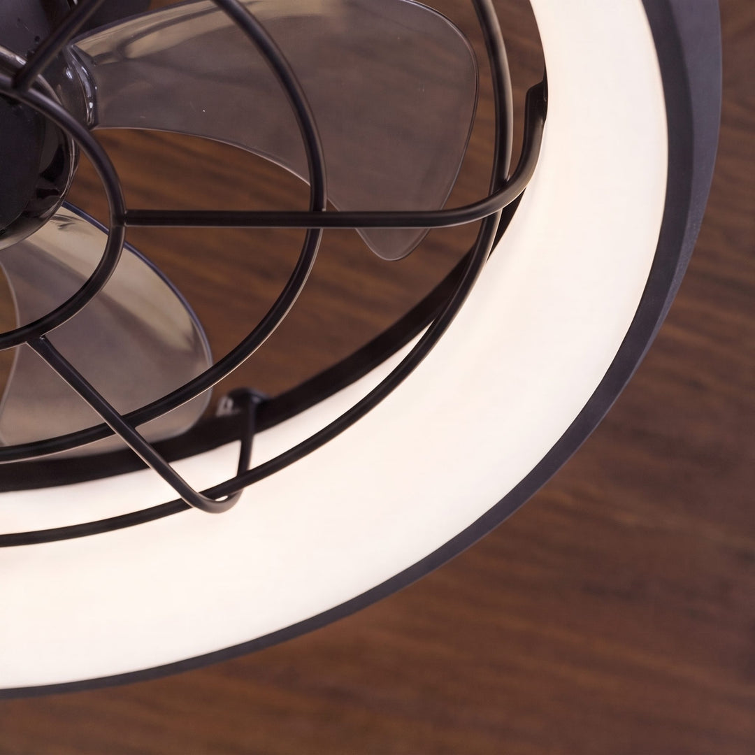 Modern Black Ceiling Fan with Lights Flush Mount Acrylic LED Remote Control 6 Speeds