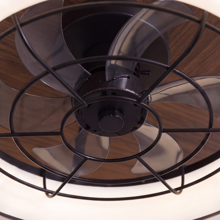 Modern Black Ceiling Fan with Lights Flush Mount Acrylic LED Remote Control 6 Speeds