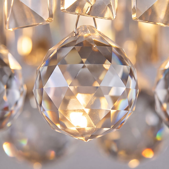 Modern Mini Square Flush Mount Ceiling Light Fixture with Crystal and Chrome Finish LED 8x7 Inches