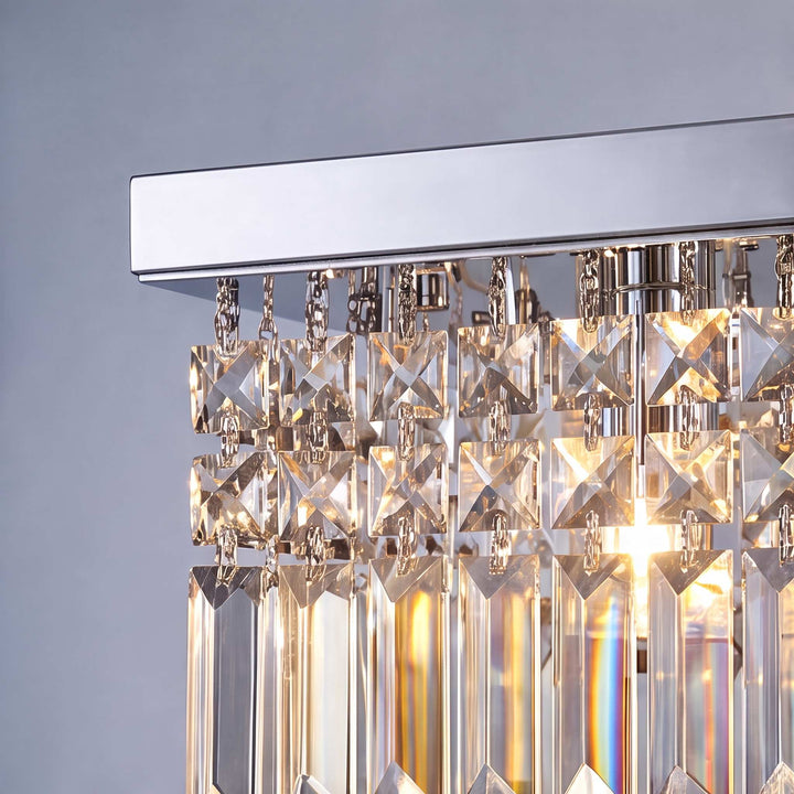 Modern Mini Square Flush Mount Ceiling Light Fixture with Crystal and Chrome Finish LED 8x7 Inches