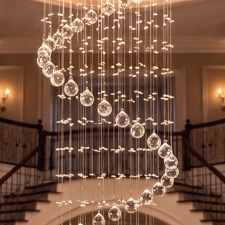Modern Crystal Chandelier Hanging Light Fixture K9 Glass Adjustable 5 to 9 Lights