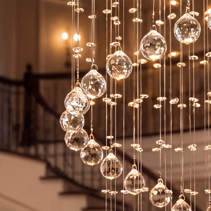 Modern Crystal Chandelier Hanging Light Fixture K9 Glass Adjustable 5 to 9 Lights
