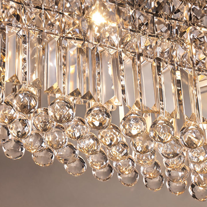 Modern Crystal Chandelier Adjustable Hanging Light Fixture Stainless Steel LED Compatible 6 Lights