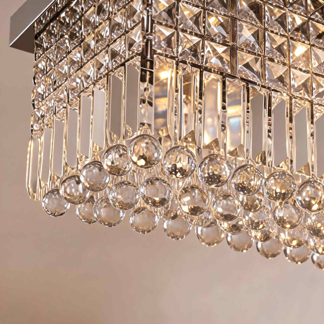 Modern Crystal Chandelier Adjustable Hanging Light Fixture Stainless Steel LED Compatible 6 Lights