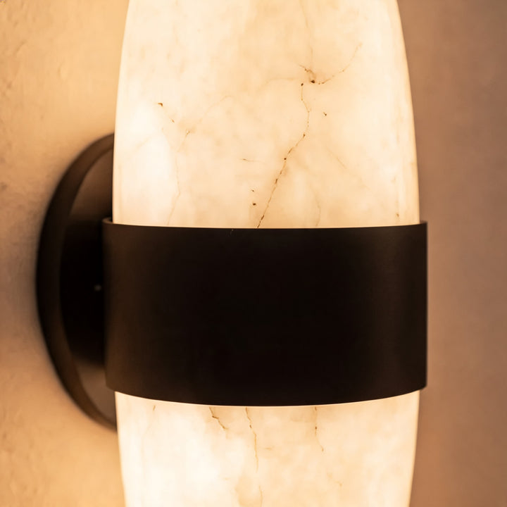 Modern Snowflake Alabaster LED Wall Sconce with Black Stainless Steel Frame
