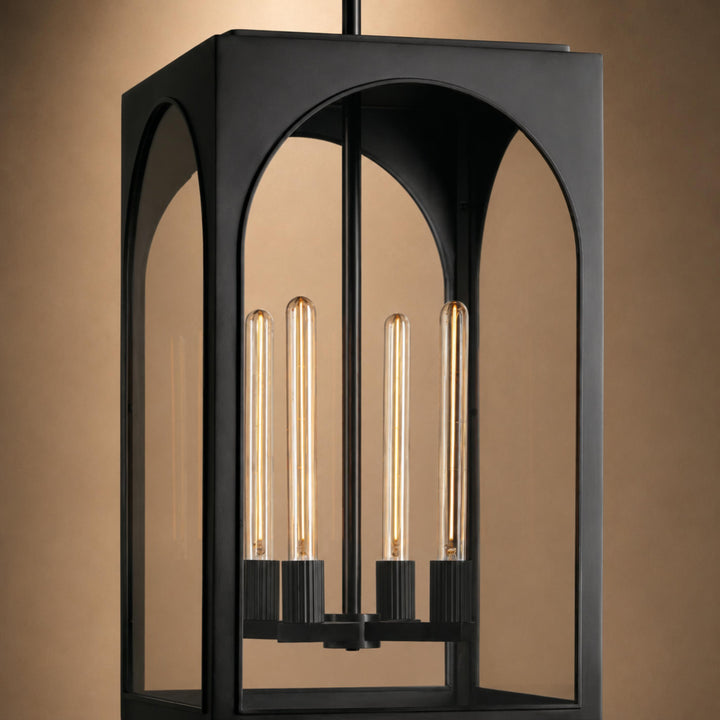Brass & Black Outdoor Lantern Pendant Light – 18″ or 28″