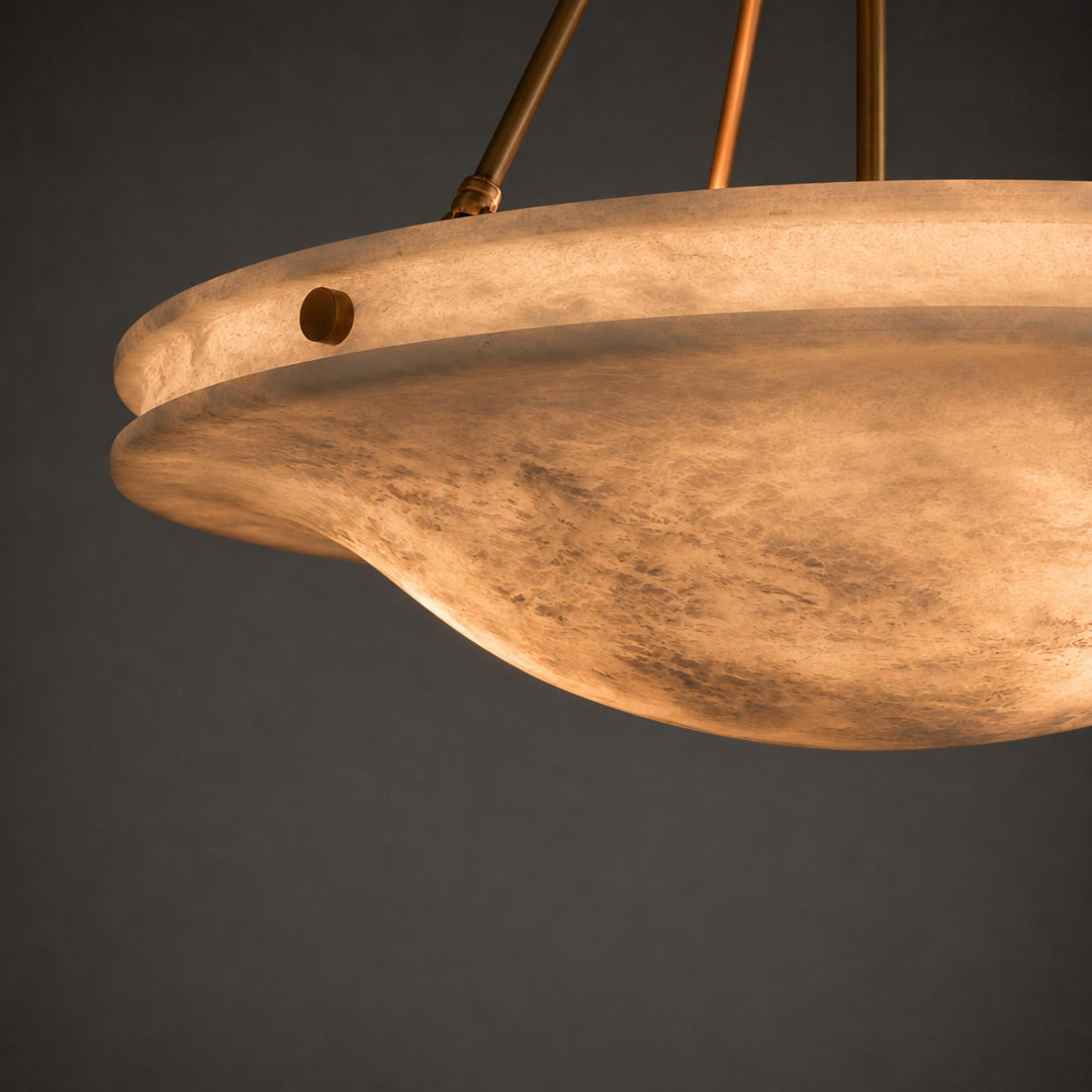 Natural Alabaster Stone Pendant Light with Antique Brass Finish – 46cm or 76cm