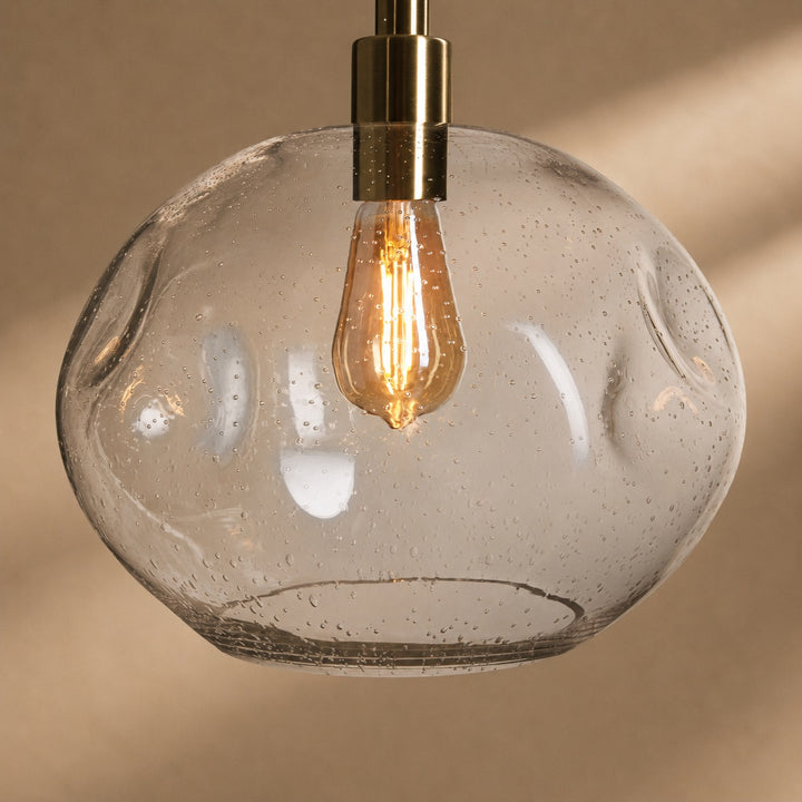 Hand-Blown Organic Glass Pendant Light – Clear, Amber or Smoke, 30cm
