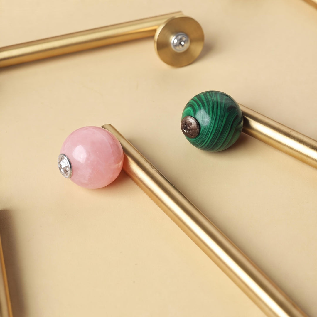 Modern Crystal Drawer Pulls and Knobs Set with Rust-Resistant Brass Finish for Kitchen Cabinets