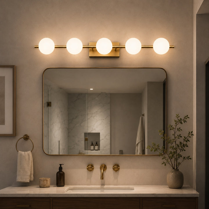 Modern LED Bathroom Vanity Light Bar Wall Mounted Copper with Adjustable Color Temperature