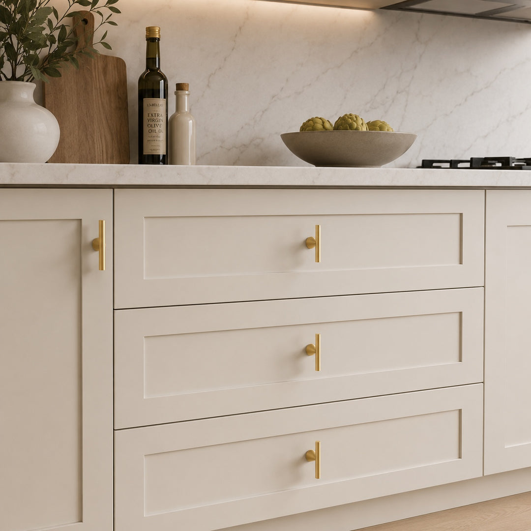 Modern Crystal Drawer Pulls and Knobs Set with Rust-Resistant Brass Finish for Kitchen Cabinets