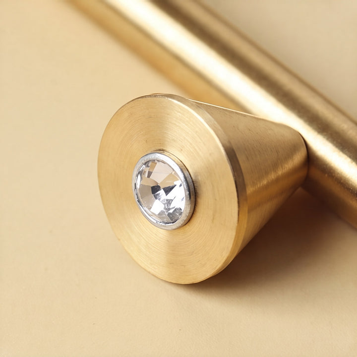 Modern Crystal Drawer Pulls and Knobs Set with Rust-Resistant Brass Finish for Kitchen Cabinets