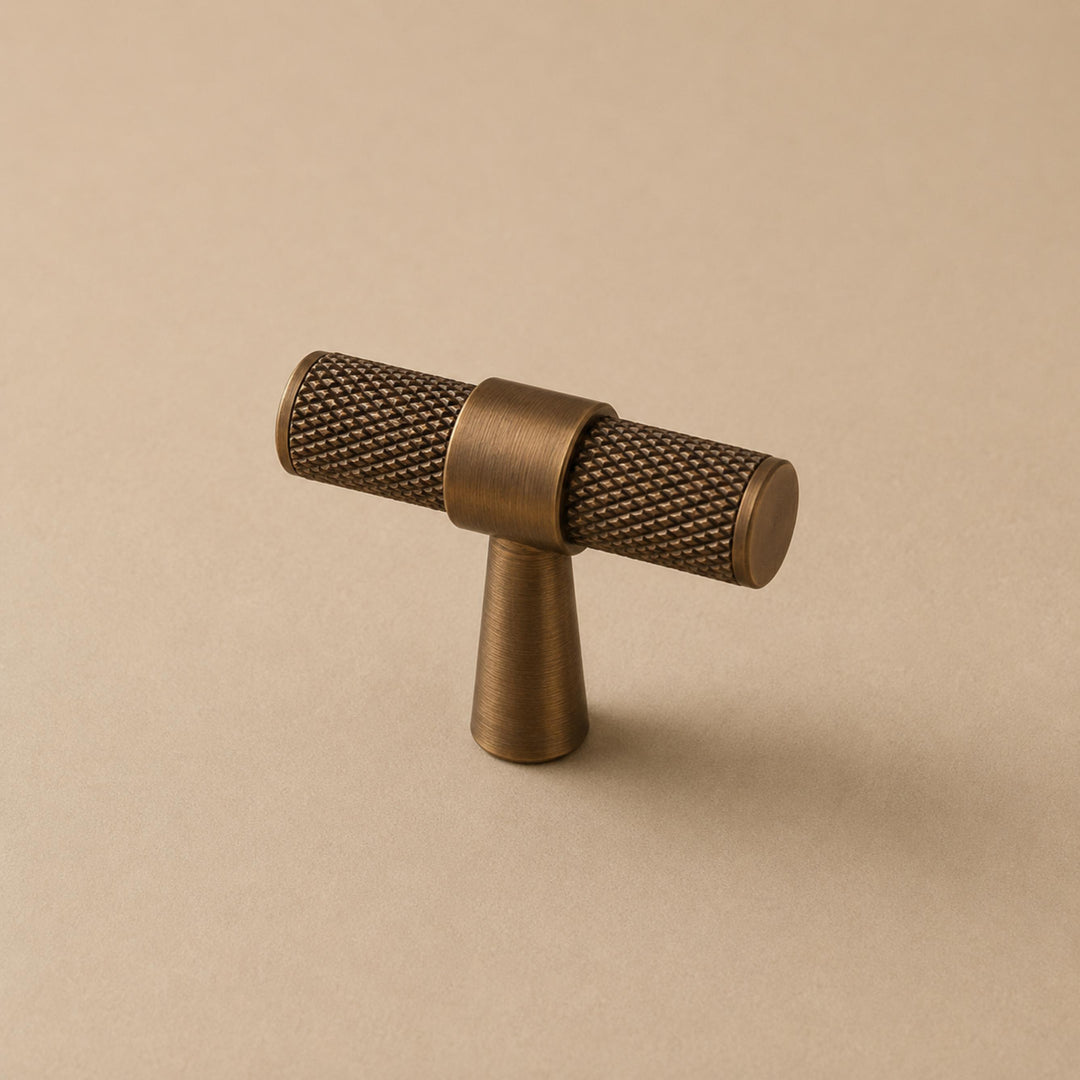 Modern Knurled Cabinet Handle Brass Fixture with Durable Grip for Cabinets and Drawers