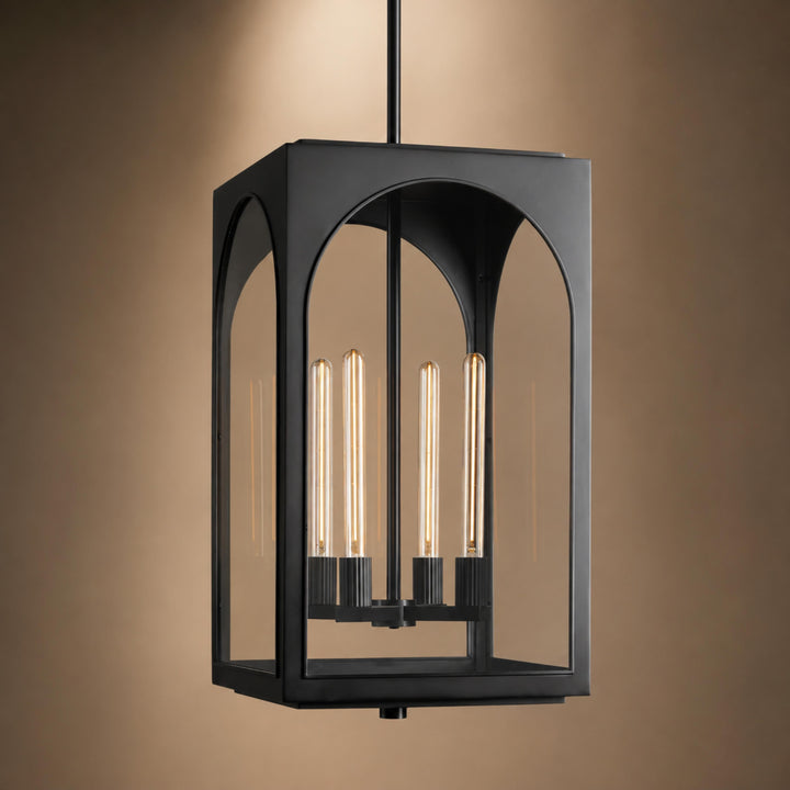 Brass & Black Outdoor Lantern Pendant Light – 18″ or 28″