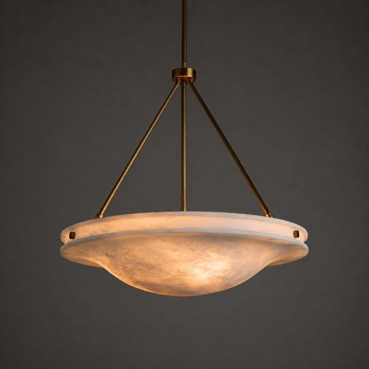 Natural Alabaster Stone Pendant Light with Antique Brass Finish – 46cm or 76cm