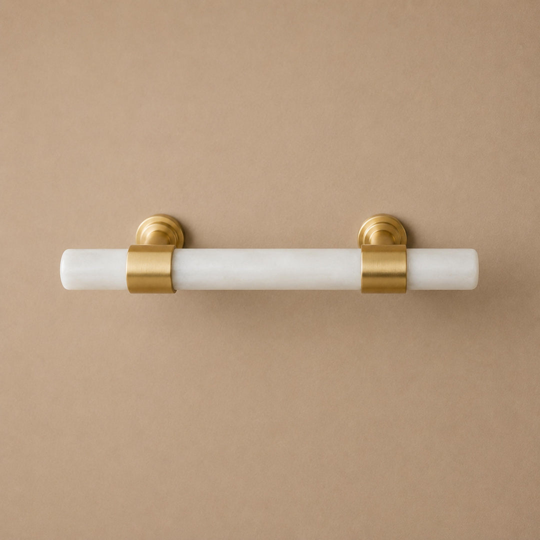 Modern Kitchen Cabinet Handles With Ergonomic Design Brass And Marble Durable Finish