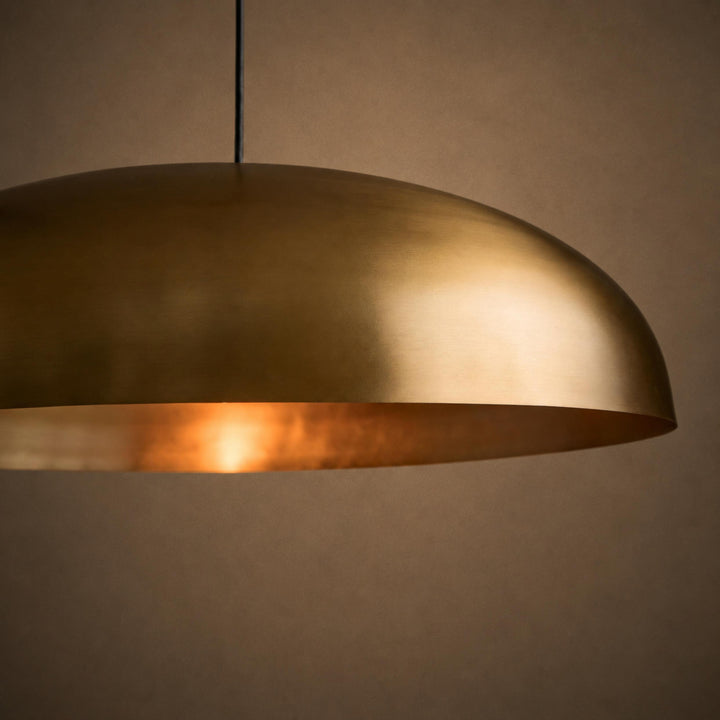 Large Antique Brass Pulley Pendant Light – 24″ Adjustable Industrial Ceiling Light