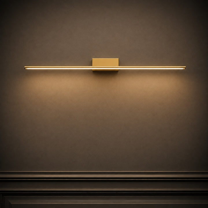 Modern Brass Vanity Light Wall Mounted Slim Cylinder LED Fixture for Bathroom Lighting