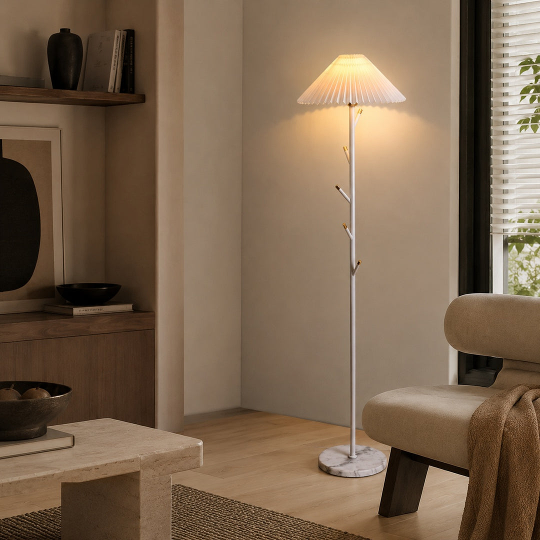Modern Black Floor Lamp with Adjustable Height and Iron Structure for Indoor Lighting and Coat Rack