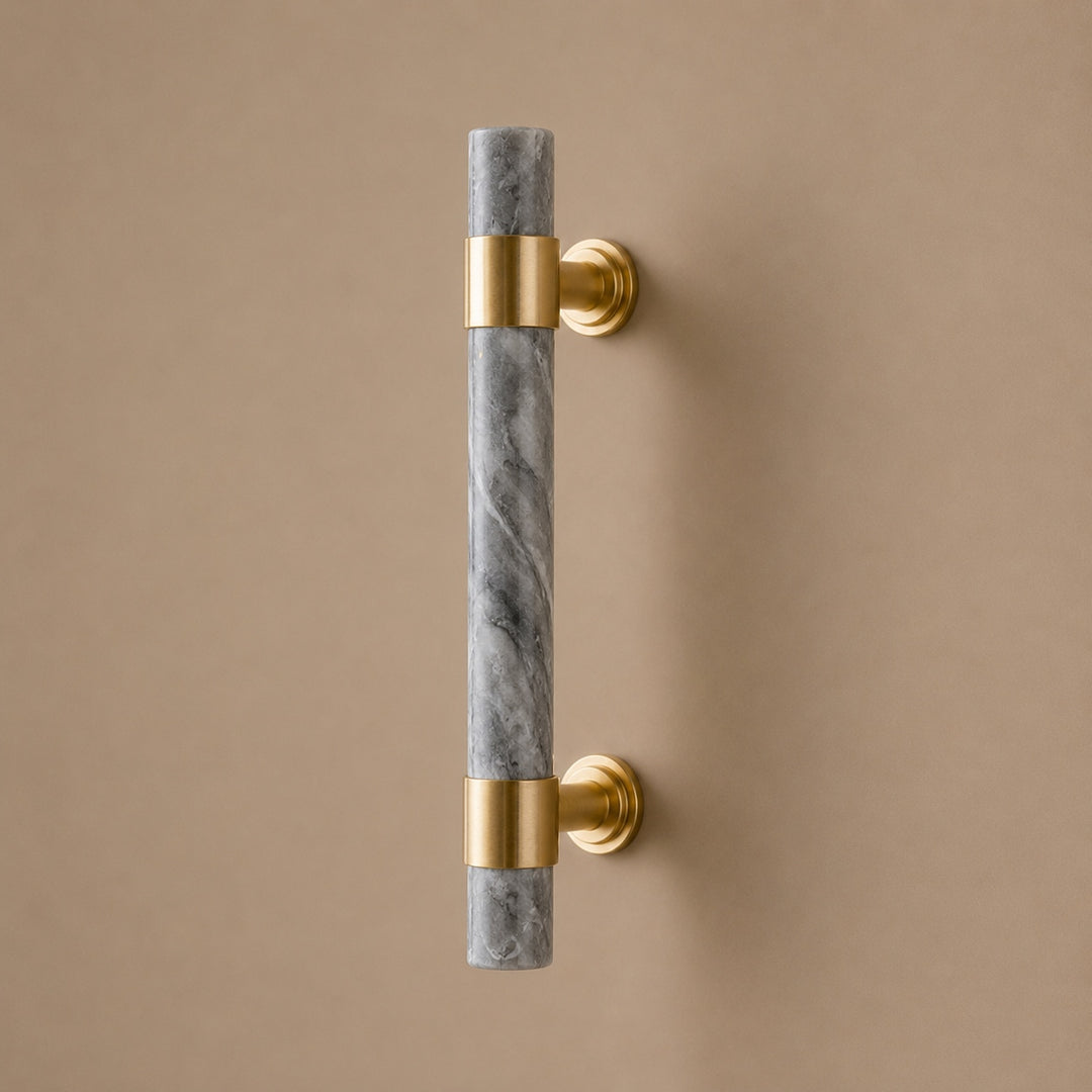 Modern Kitchen Cabinet Handles With Ergonomic Design Brass And Marble Durable Finish