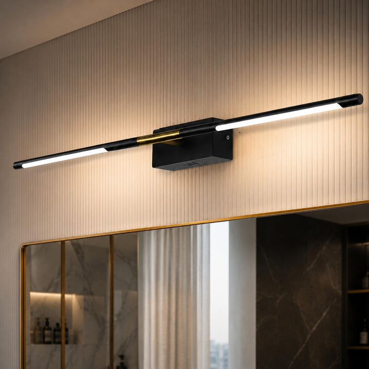 Modern Bathroom Vanity Light Bar Wall Mounted Black Acrylic LED Fixture Dimmable 6W 110V