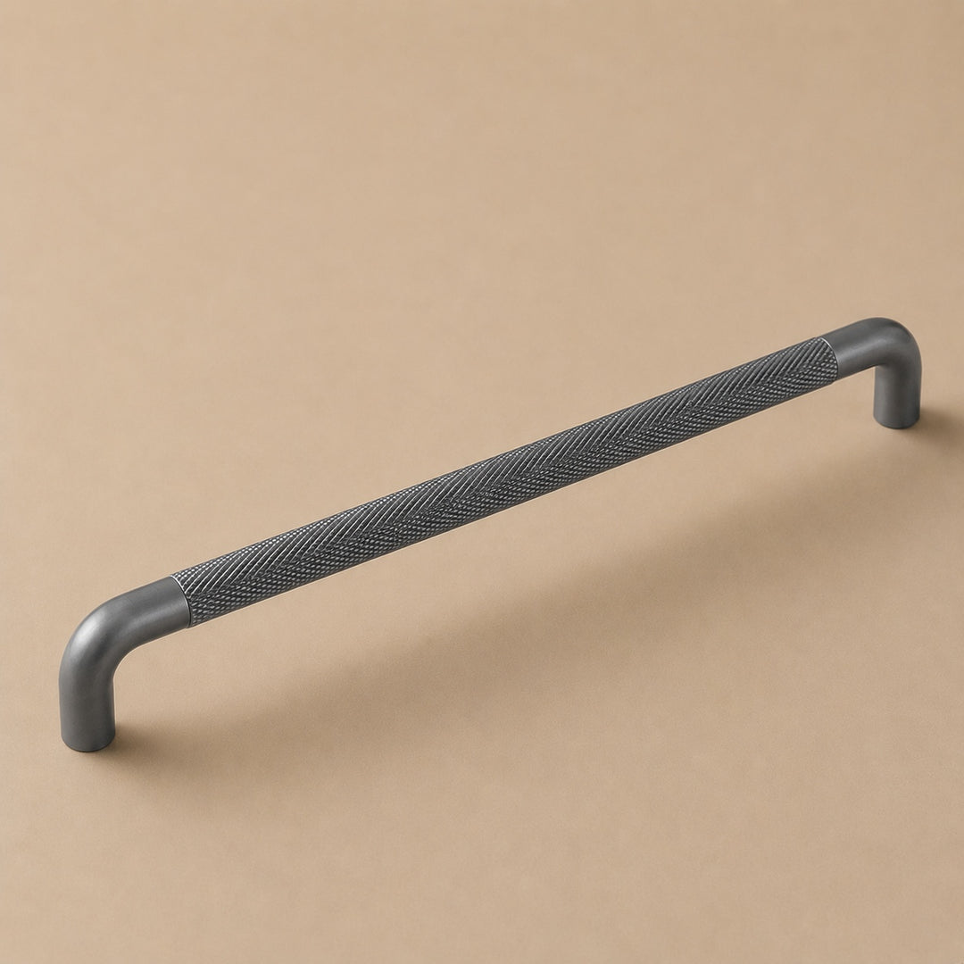 Modern Knurled Cabinet Handles and Knobs Set with Textured Grip for Easy Installation in Durable Metal