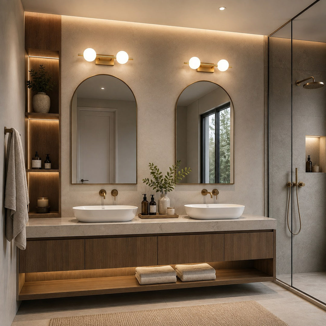 Modern LED Bathroom Vanity Light Bar Wall Mounted Copper with Adjustable Color Temperature