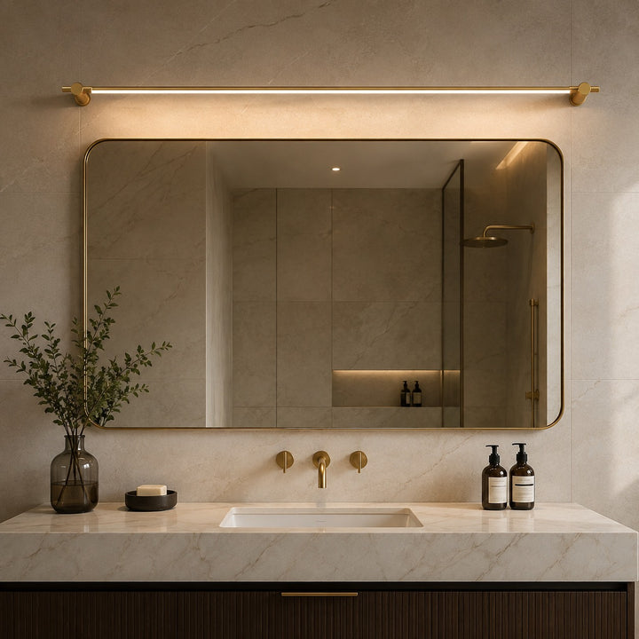 Modern Brass Bathroom Vanity Light Wall Mounted LED Fixture with Acrylic Shade