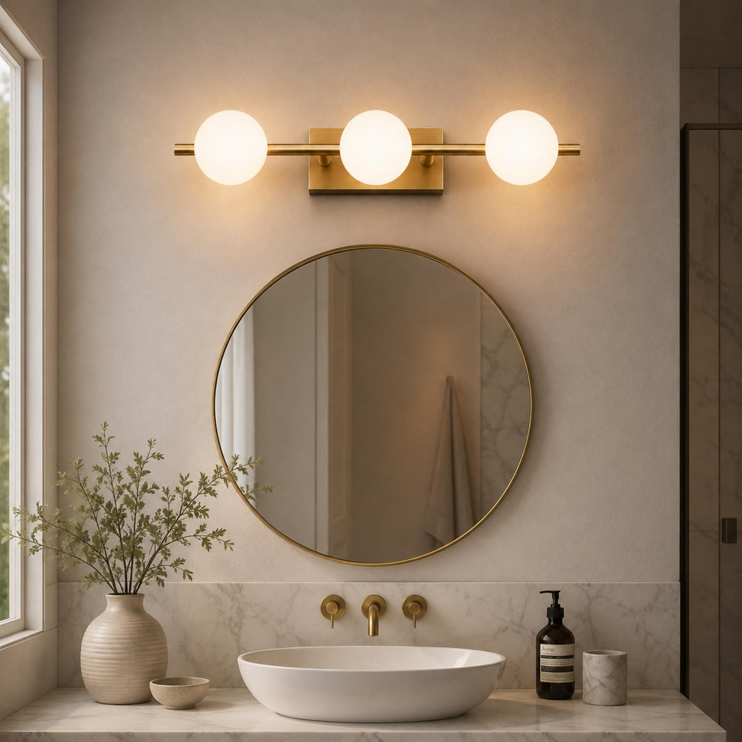 Modern LED Bathroom Vanity Light Bar Wall Mounted Copper with Adjustable Color Temperature