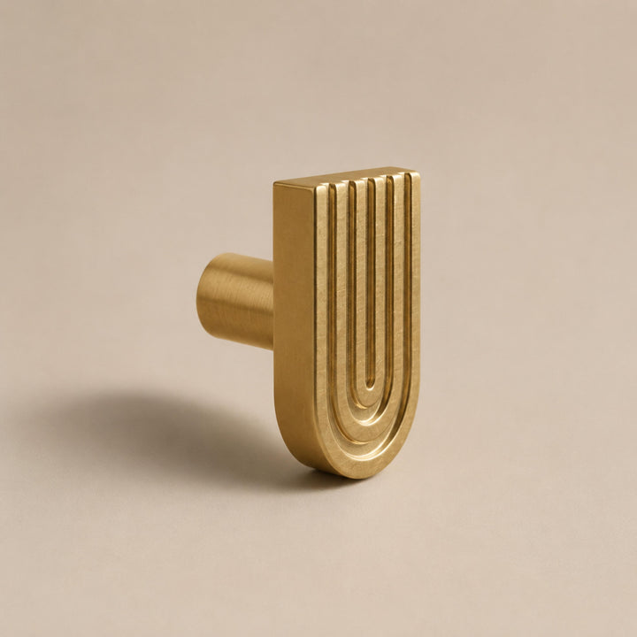 Art Deco Solid Brass Cabinet Knobs and Drawer Pulls with Rounded Edges for Modern Vintage Style