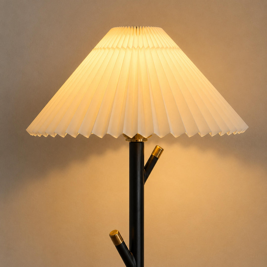 Modern Black Floor Lamp with Adjustable Height and Iron Structure for Indoor Lighting and Coat Rack