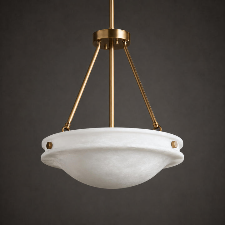 Natural Alabaster Stone Pendant Light with Antique Brass Finish – 46cm or 76cm