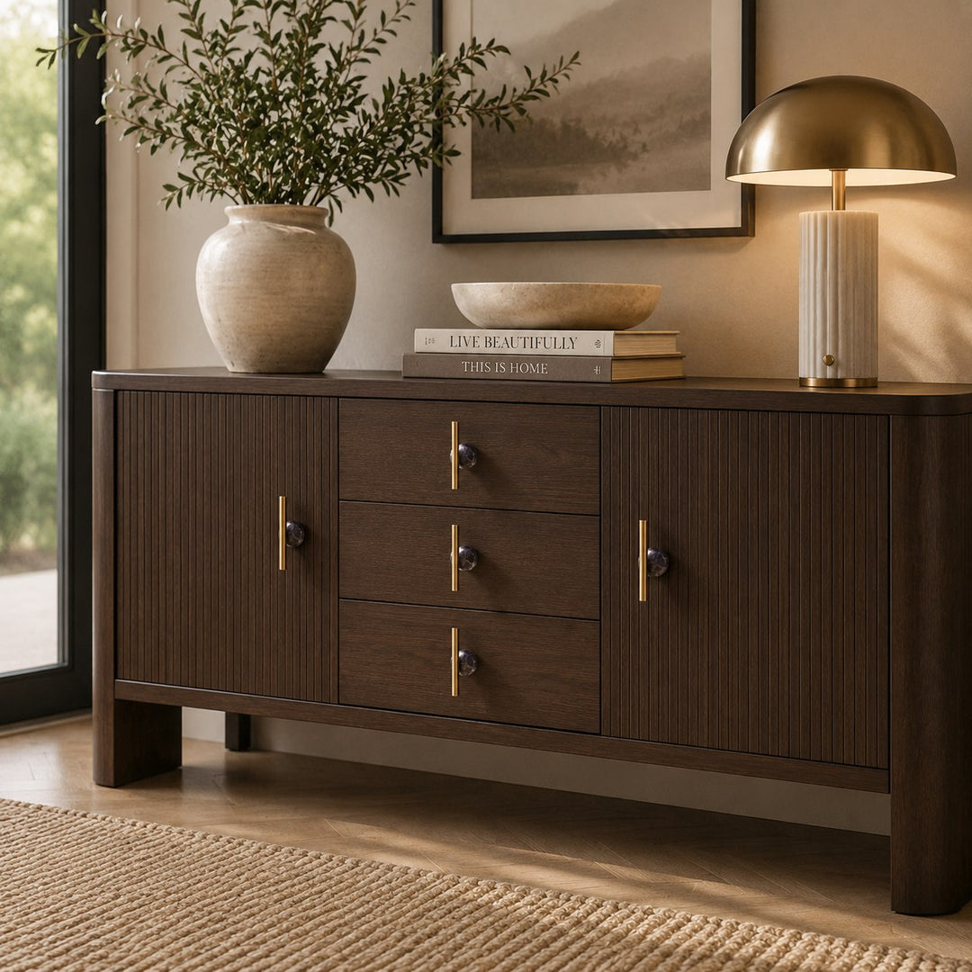 Modern Crystal Drawer Pulls and Knobs Set with Rust-Resistant Brass Finish for Kitchen Cabinets