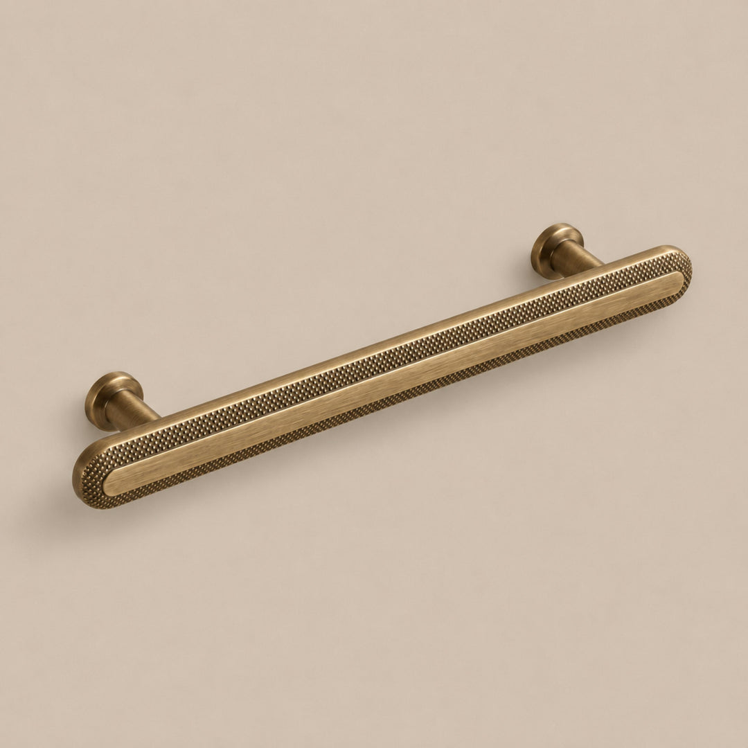 Modern Cabinet Hardware Set Solid Brass Textured Edge Cabinet Knobs and Drawer Pulls for Kitchen