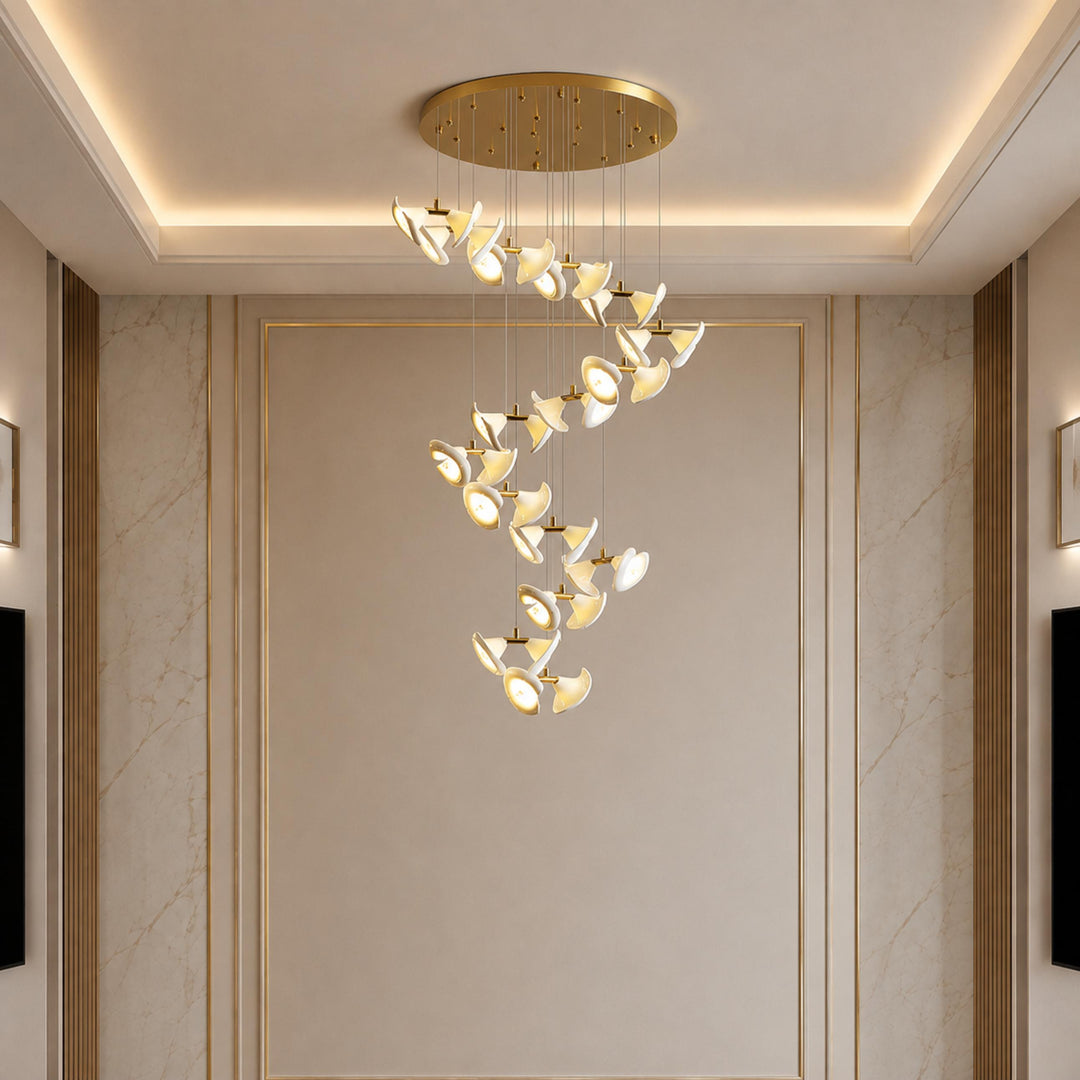 Modern Double Horn Chandelier Ceiling Light Iron and Ceramic Adjustable LED 14 to 128 Bulbs