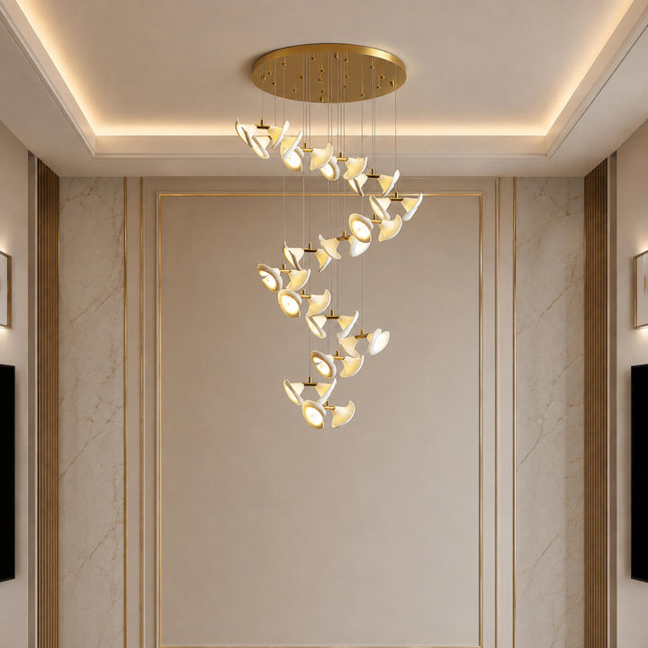 Modern Double Horn Chandelier Ceiling Light Iron and Ceramic Adjustable LED 14 to 128 Bulbs