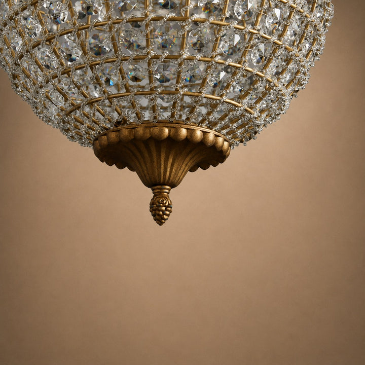 Antique Brass Crystal Round Chandelier – Small or Large Statement Ceiling Light