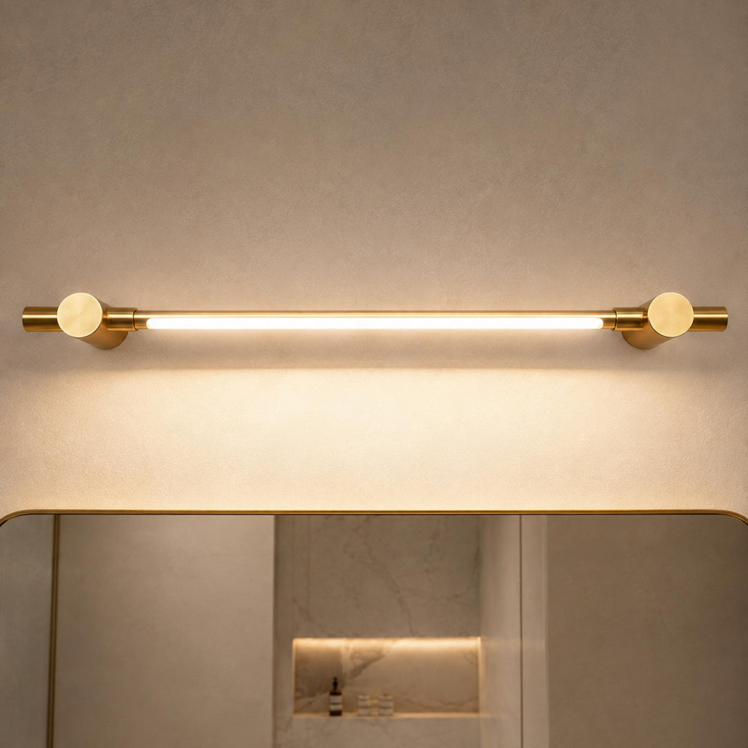 Modern Brass Bathroom Vanity Light Wall Mounted LED Fixture with Acrylic Shade