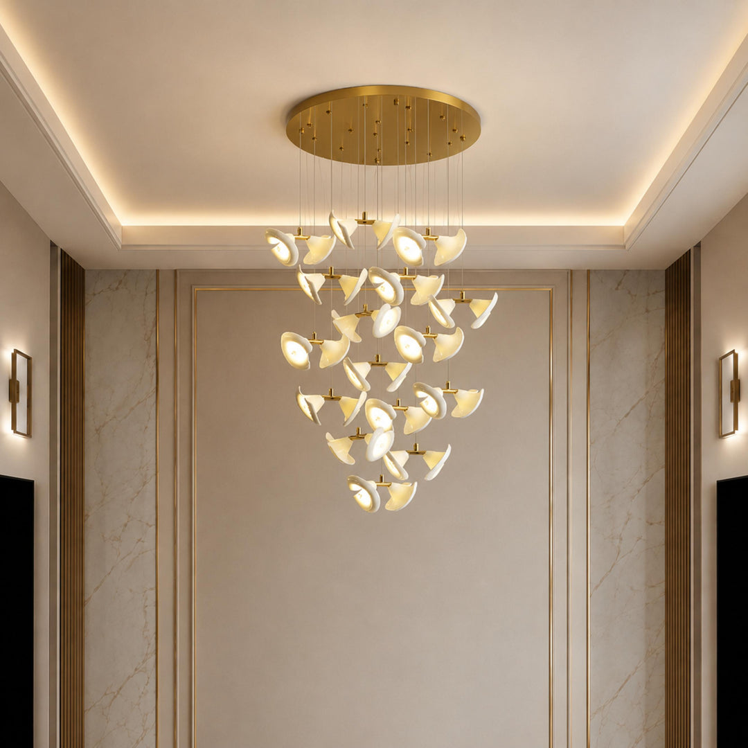 Modern Double Horn Chandelier Ceiling Light Iron and Ceramic Adjustable LED 14 to 128 Bulbs